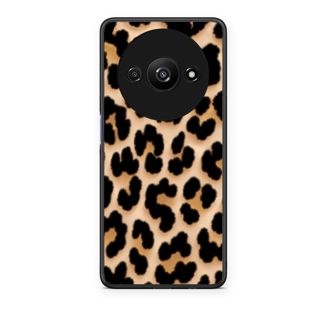 Θήκη Xiaomi Redmi A3 Leopard Print Tan Large από τη Smartfits με σχέδιο στο πίσω μέρος και μαύρο περίβλημα | Xiaomi Redmi A3 Leopard Print Tan Large case with colorful back and black bezels