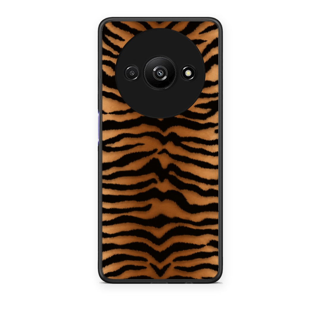 Θήκη Xiaomi Redmi A3 Tiger Print Orange and Black από τη Smartfits με σχέδιο στο πίσω μέρος και μαύρο περίβλημα | Xiaomi Redmi A3 Tiger Print Orange and Black case with colorful back and black bezels