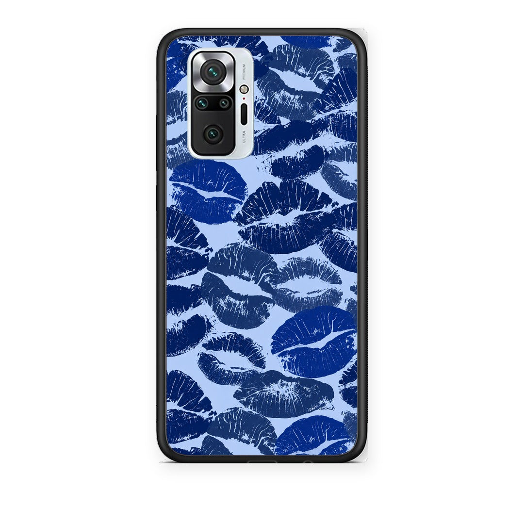 Θήκη Xiaomi Redmi Note 10 Pro / 10 Pro Max Blue Lipstick Kisses από τη Smartfits με σχέδιο στο πίσω μέρος και μαύρο περίβλημα | Xiaomi Redmi Note 10 Pro / 10 Pro Max Blue Lipstick Kisses case with colorful back and black bezels