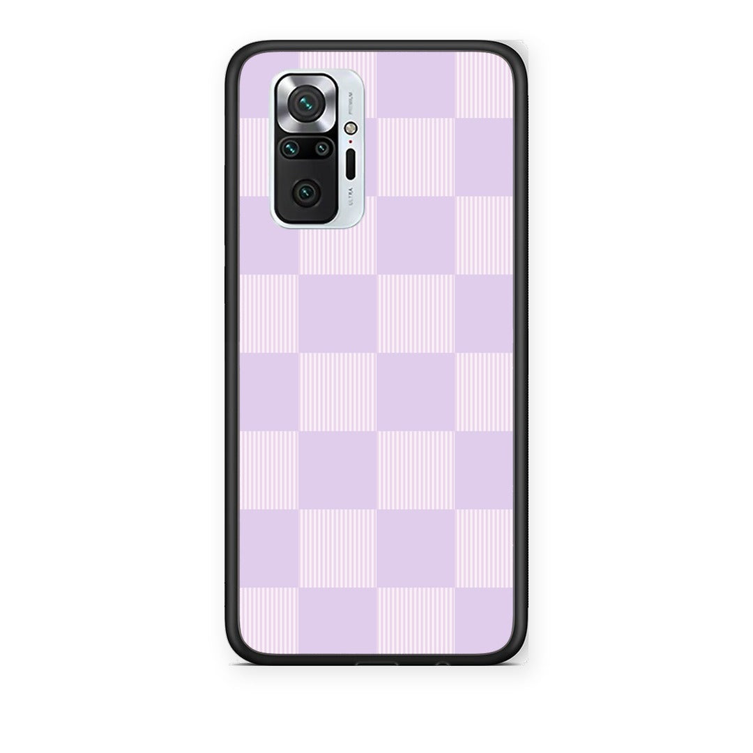 Θήκη Xiaomi Redmi Note 10 Pro / 10 Pro Max Lilac and Cream Striped Checks από τη Smartfits με σχέδιο στο πίσω μέρος και μαύρο περίβλημα | Xiaomi Redmi Note 10 Pro / 10 Pro Max Lilac and Cream Striped Checks case with colorful back and black bezels