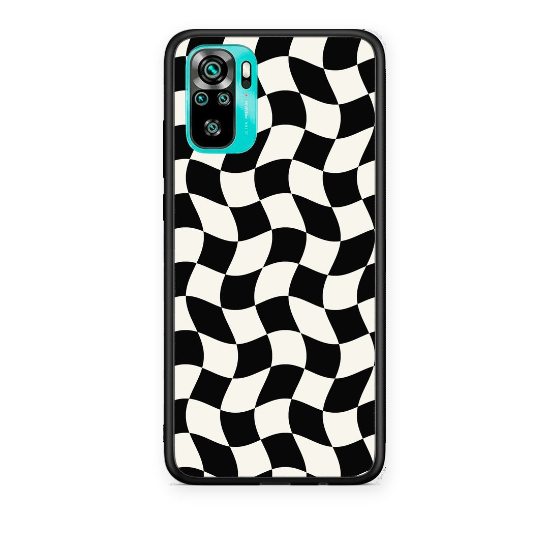 Θήκη Xiaomi Poco M5s Black and Cream Wavy Checkerboard από τη Smartfits με σχέδιο στο πίσω μέρος και μαύρο περίβλημα | Xiaomi Poco M5s Black and Cream Wavy Checkerboard case with colorful back and black bezels