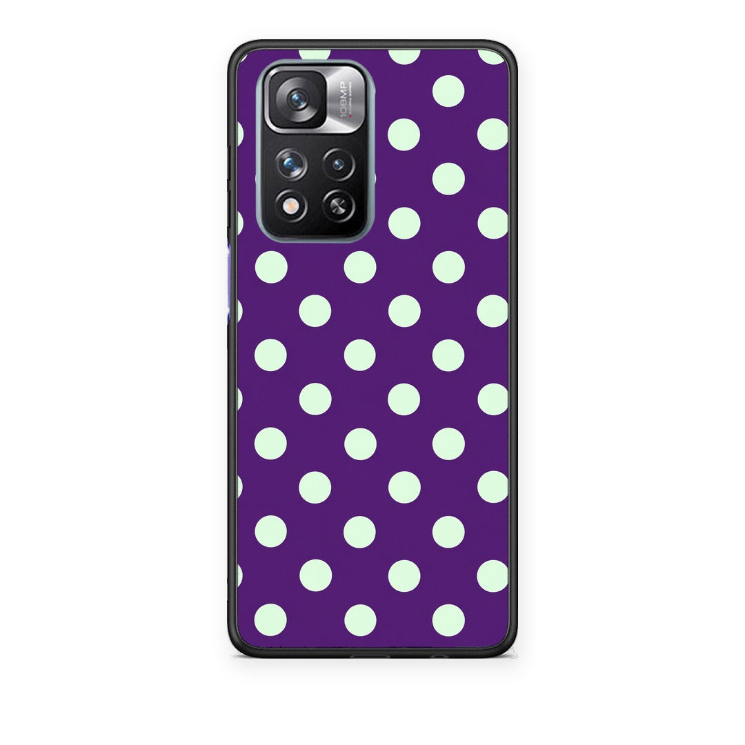 Θήκη Xiaomi Redmi Note 11 Pro+ 5G Mint Polka Dots on Purple από τη Smartfits με σχέδιο στο πίσω μέρος και μαύρο περίβλημα | Xiaomi Redmi Note 11 Pro+ 5G Mint Polka Dots on Purple case with colorful back and black bezels