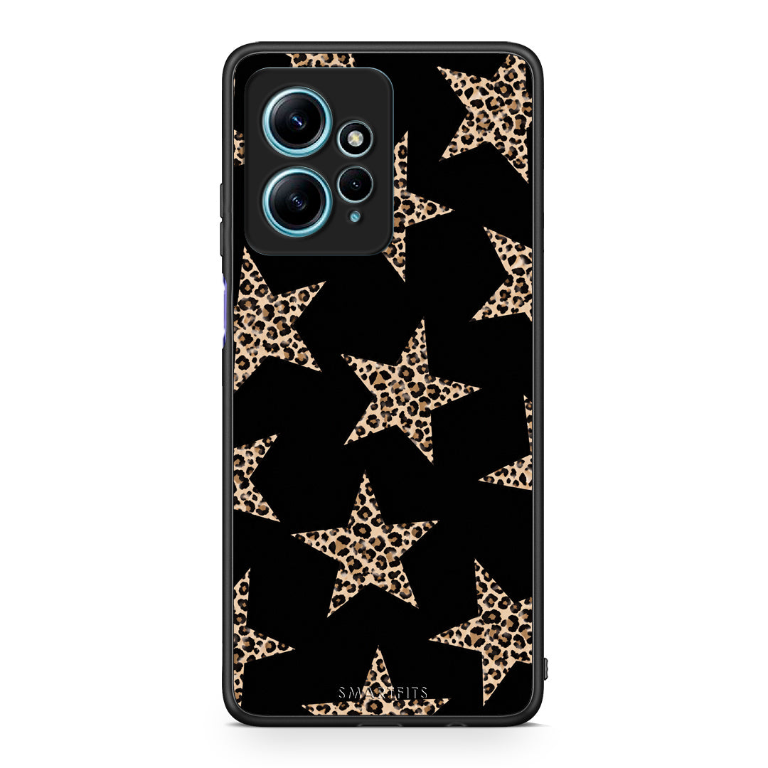 Θήκη Xiaomi Redmi Note 12 4G Leopard Stars on Black από τη Smartfits με σχέδιο στο πίσω μέρος και μαύρο περίβλημα | Xiaomi Redmi Note 12 4G Leopard Stars on Black case with colorful back and black bezels