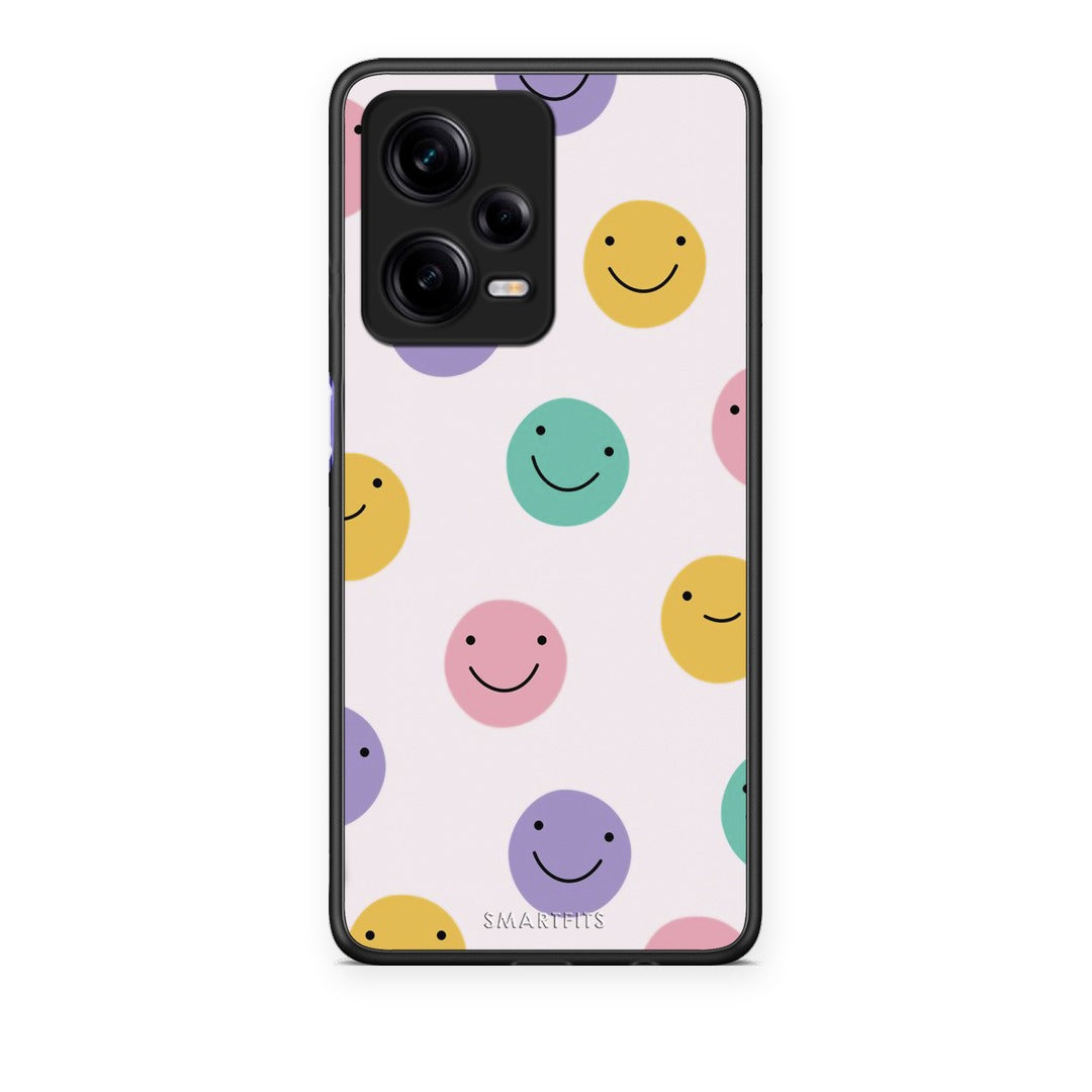 Θήκη Xiaomi Redmi Note 12 Pro 5G Smiley Faces από τη Smartfits με σχέδιο στο πίσω μέρος και μαύρο περίβλημα | Xiaomi Redmi Note 12 Pro 5G Smiley Faces case with colorful back and black bezels