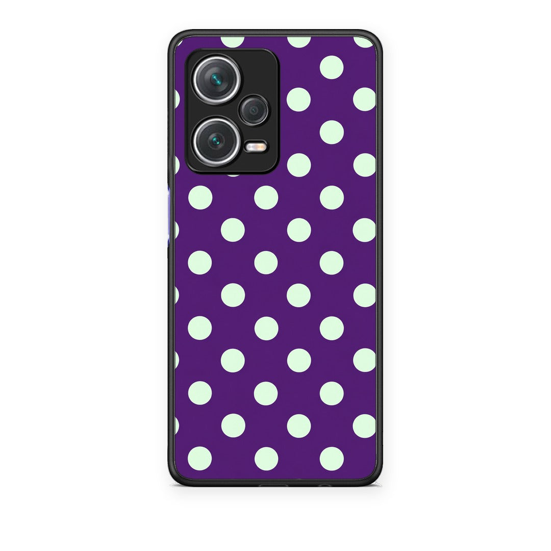 Θήκη Xiaomi Redmi Note 12 Pro+ / 12 Pro Discovery Mint Polka Dots on Purple από τη Smartfits με σχέδιο στο πίσω μέρος και μαύρο περίβλημα | Xiaomi Redmi Note 12 Pro+ / 12 Pro Discovery Mint Polka Dots on Purple case with colorful back and black bezels