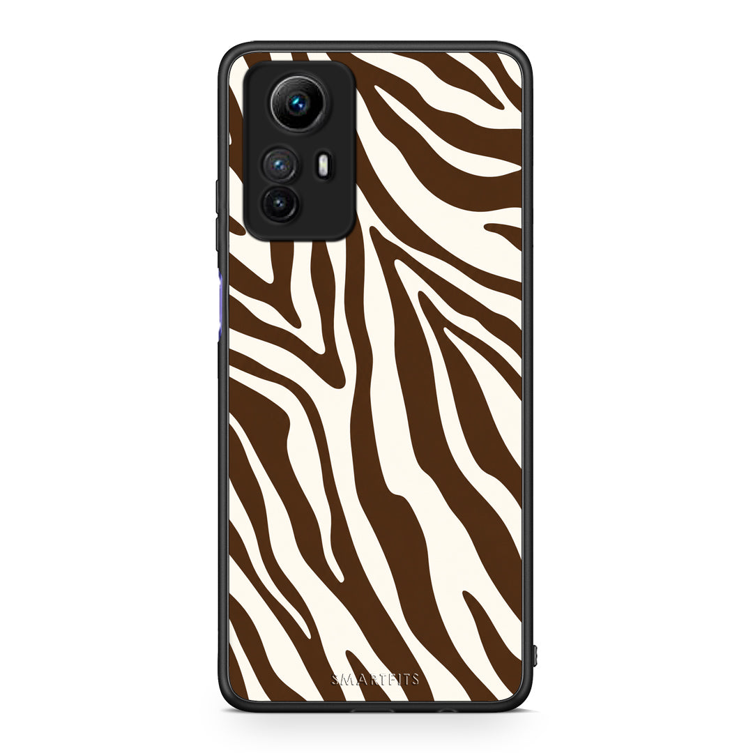 Θήκη Xiaomi Redmi Note 12S Brown and Cream Zebra Stripes από τη Smartfits με σχέδιο στο πίσω μέρος και μαύρο περίβλημα | Xiaomi Redmi Note 12S Brown and Cream Zebra Stripes case with colorful back and black bezels