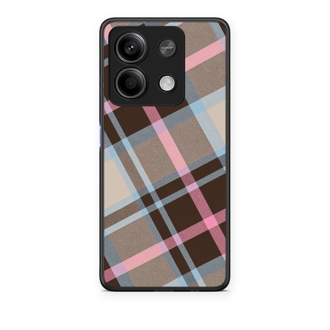Θήκη Xiaomi Redmi Note 13 5G Brown Pink and Blue Diagonal Plaid από τη Smartfits με σχέδιο στο πίσω μέρος και μαύρο περίβλημα | Xiaomi Redmi Note 13 5G Brown Pink and Blue Diagonal Plaid case with colorful back and black bezels