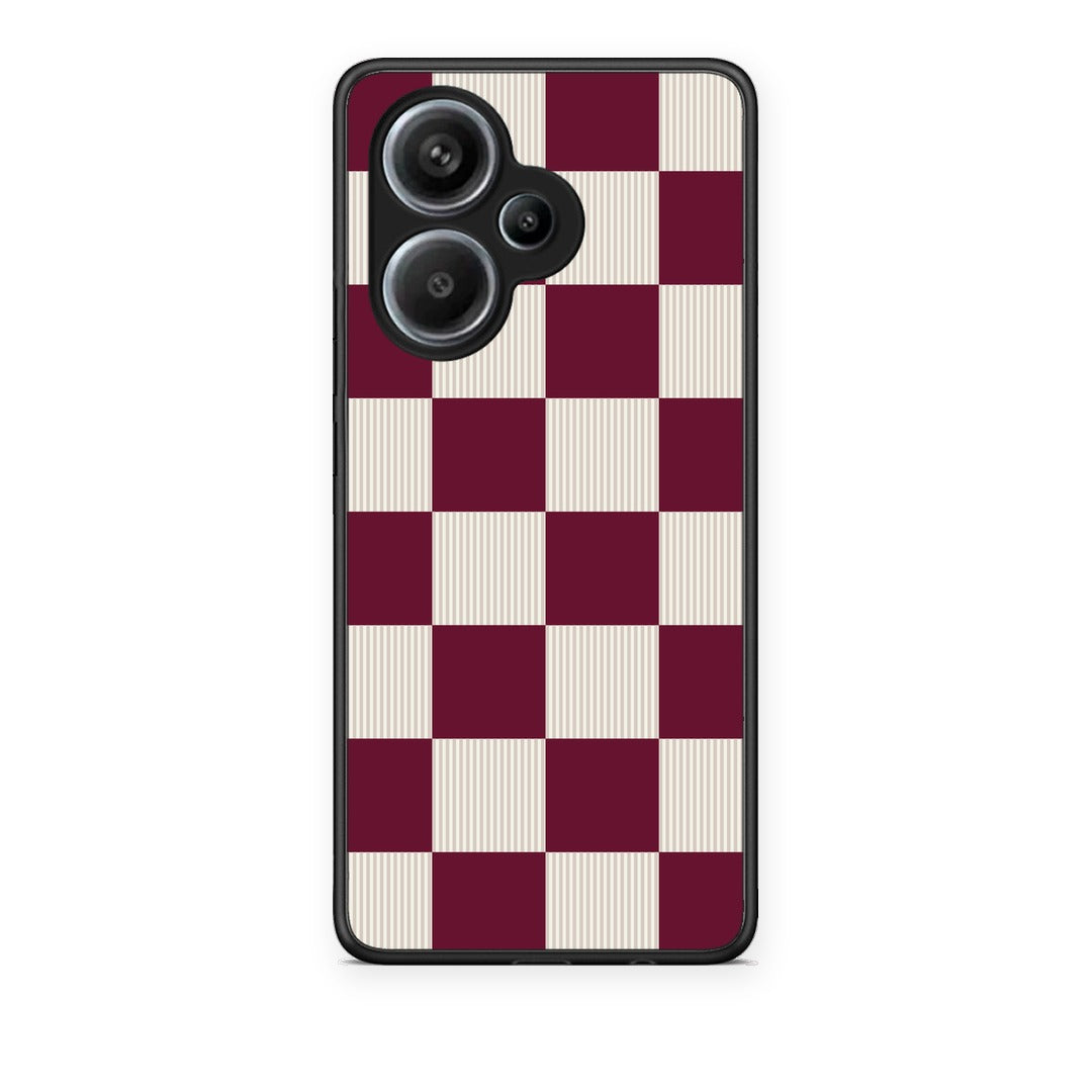 Θήκη Xiaomi Redmi Note 13 Pro Plus 5G Burgundy and Cream Striped Checks από τη Smartfits με σχέδιο στο πίσω μέρος και μαύρο περίβλημα | Xiaomi Redmi Note 13 Pro Plus 5G Burgundy and Cream Striped Checks case with colorful back and black bezels