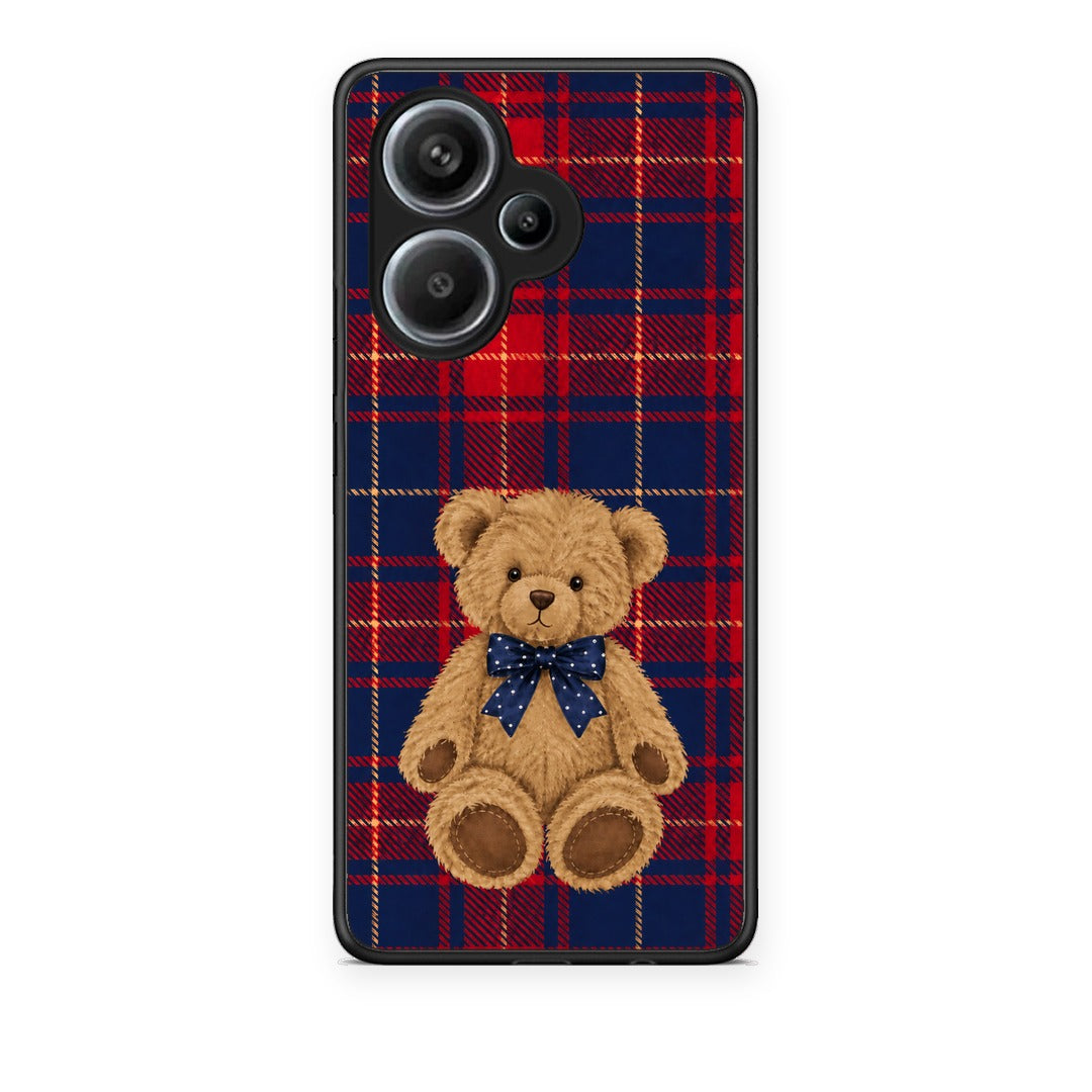 Θήκη Xiaomi Redmi Note 13 Pro Plus 5G Teddy Bear on Red and Navy Tartan από τη Smartfits με σχέδιο στο πίσω μέρος και μαύρο περίβλημα | Xiaomi Redmi Note 13 Pro Plus 5G Teddy Bear on Red and Navy Tartan case with colorful back and black bezels