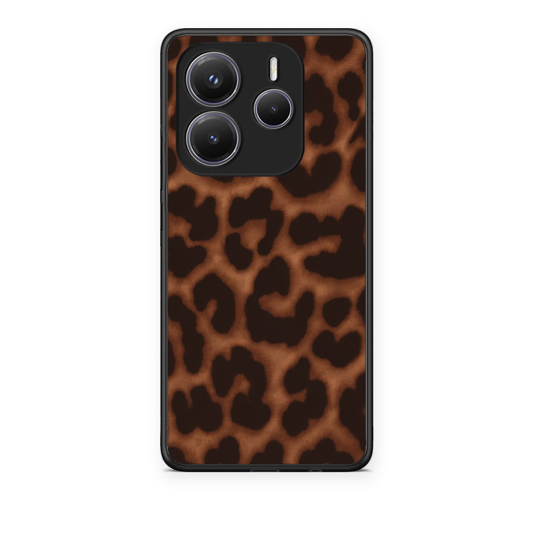 Θήκη Xiaomi Redmi Note 14 5G Leopard Print Dark Brown από τη Smartfits με σχέδιο στο πίσω μέρος και μαύρο περίβλημα | Xiaomi Redmi Note 14 5G Leopard Print Dark Brown case with colorful back and black bezels
