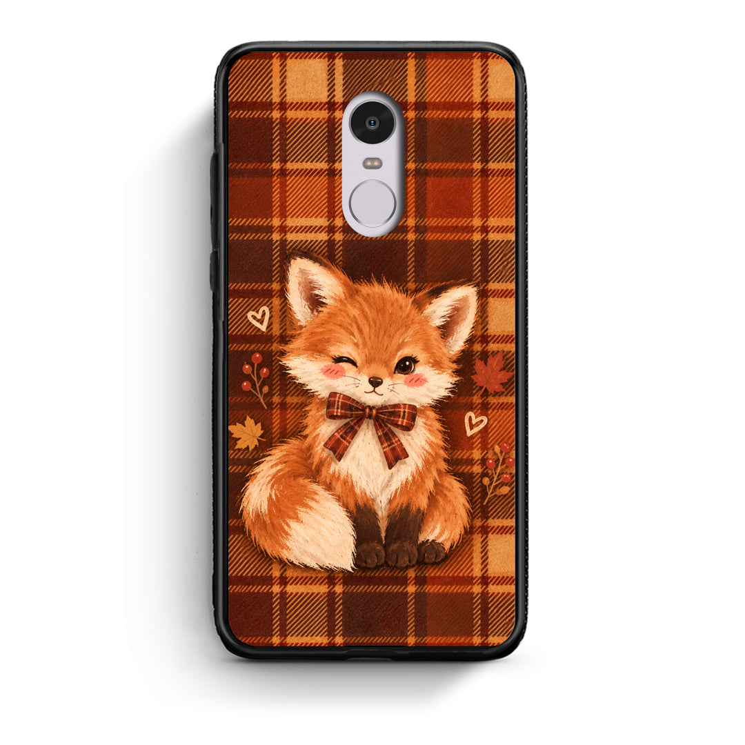 Θήκη Xiaomi Redmi Note 4 / 4X Fox on Autumn Tartan από τη Smartfits με σχέδιο στο πίσω μέρος και μαύρο περίβλημα | Xiaomi Redmi Note 4 / 4X Fox on Autumn Tartan case with colorful back and black bezels