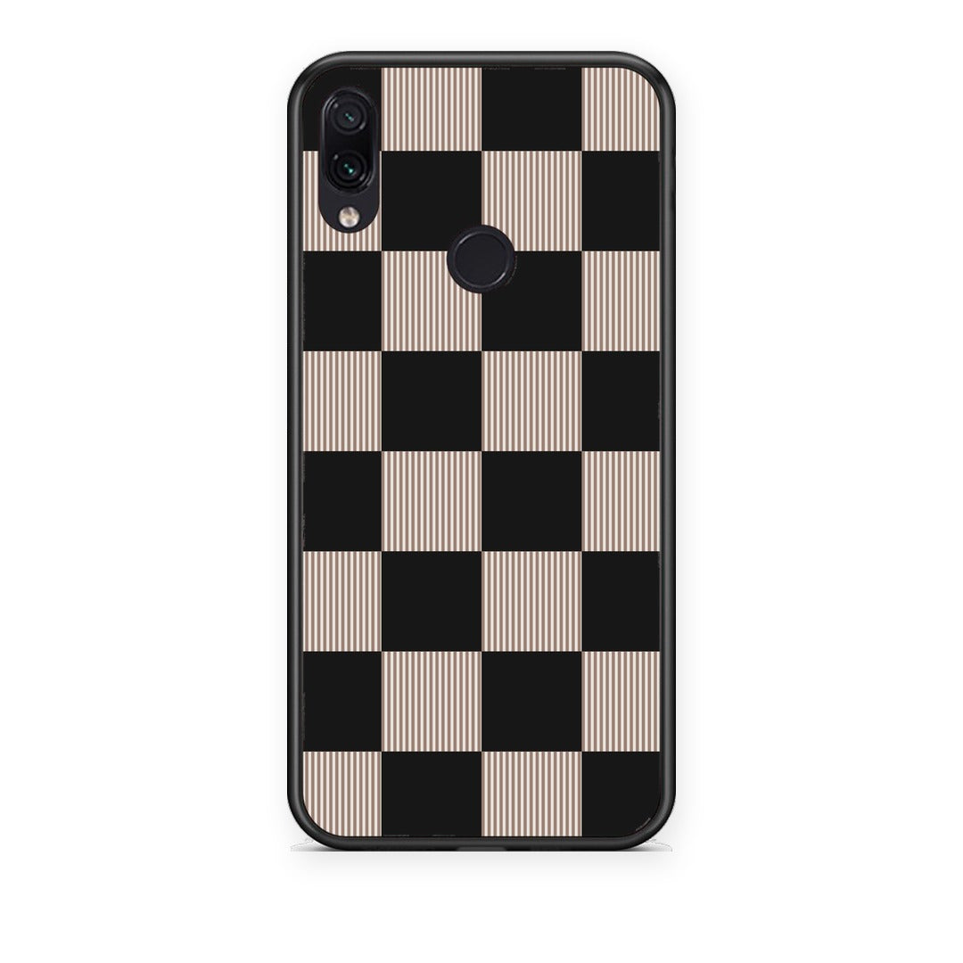 Θήκη Xiaomi Redmi Note 7 Black and Taupe Striped Checks από τη Smartfits με σχέδιο στο πίσω μέρος και μαύρο περίβλημα | Xiaomi Redmi Note 7 Black and Taupe Striped Checks case with colorful back and black bezels