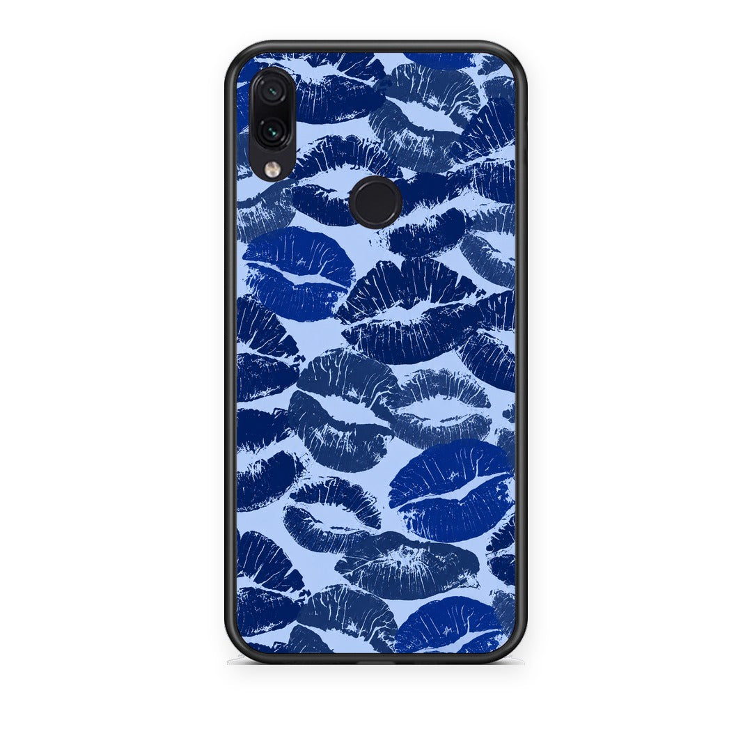 Θήκη Xiaomi Redmi Note 7 Blue Lipstick Kisses από τη Smartfits με σχέδιο στο πίσω μέρος και μαύρο περίβλημα | Xiaomi Redmi Note 7 Blue Lipstick Kisses case with colorful back and black bezels