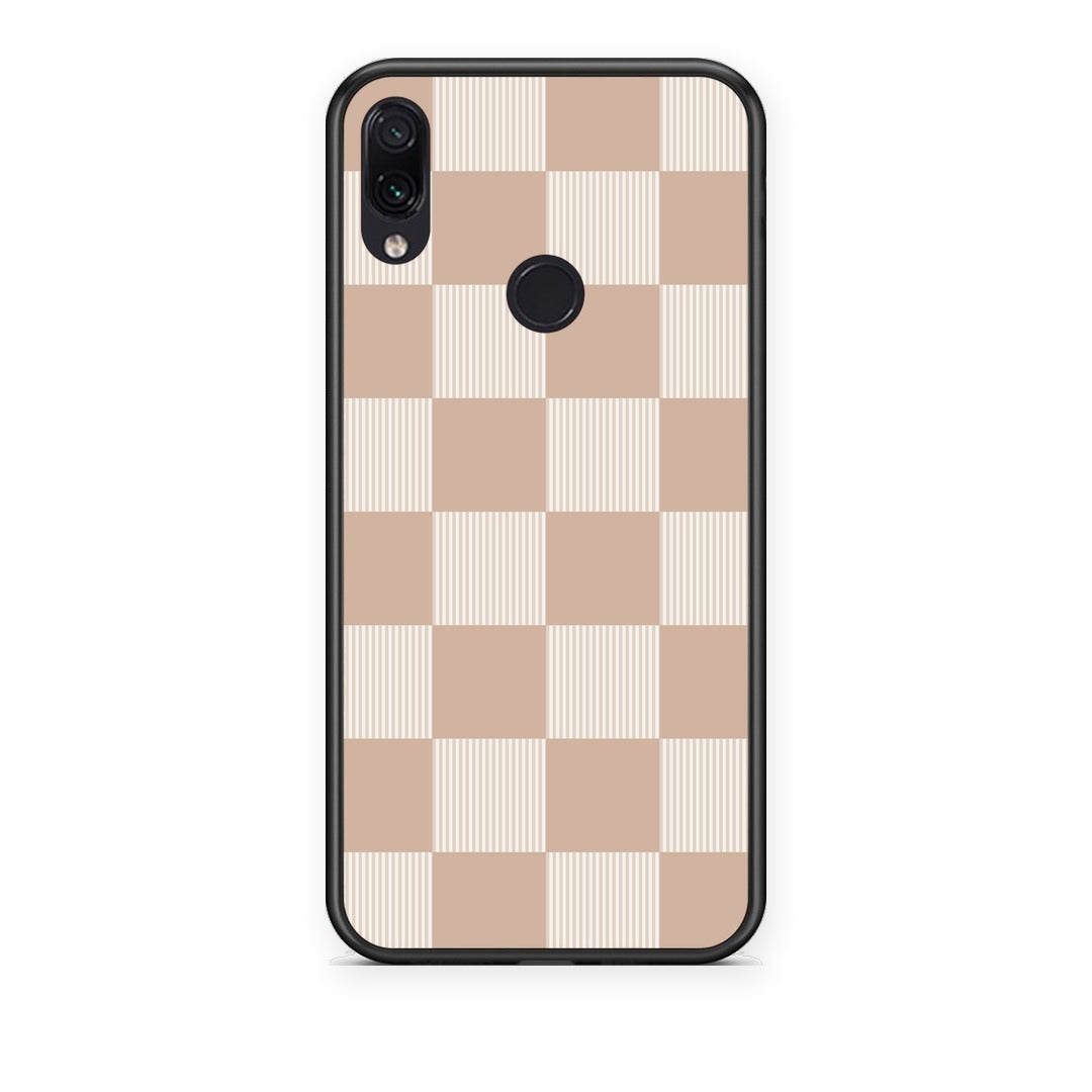 Θήκη Xiaomi Redmi Note 7 Latte and Cream Striped Checks από τη Smartfits με σχέδιο στο πίσω μέρος και μαύρο περίβλημα | Xiaomi Redmi Note 7 Latte and Cream Striped Checks case with colorful back and black bezels