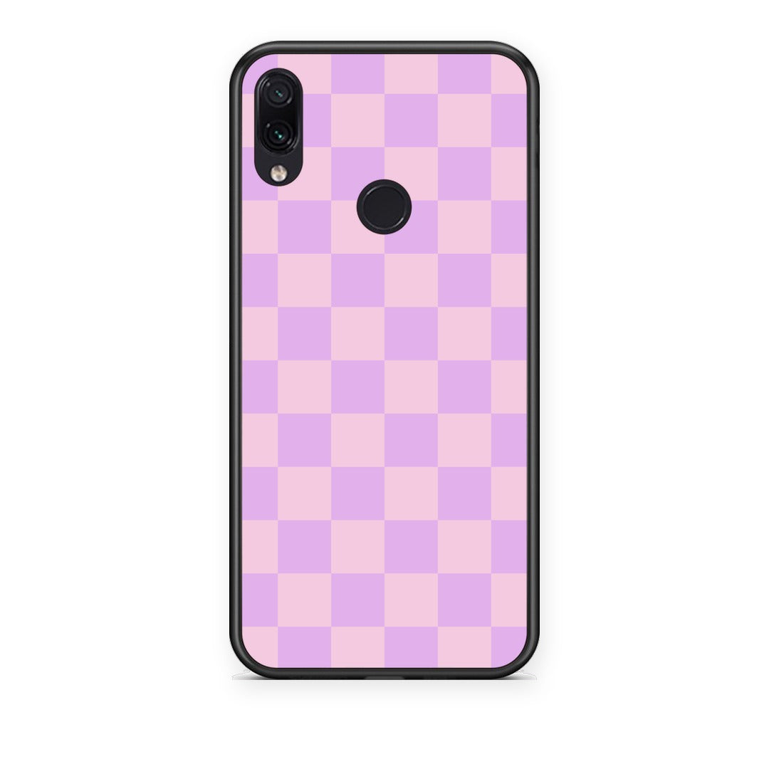 Θήκη Xiaomi Redmi Note 7 Lavender and Pink Checkerboard από τη Smartfits με σχέδιο στο πίσω μέρος και μαύρο περίβλημα | Xiaomi Redmi Note 7 Lavender and Pink Checkerboard case with colorful back and black bezels