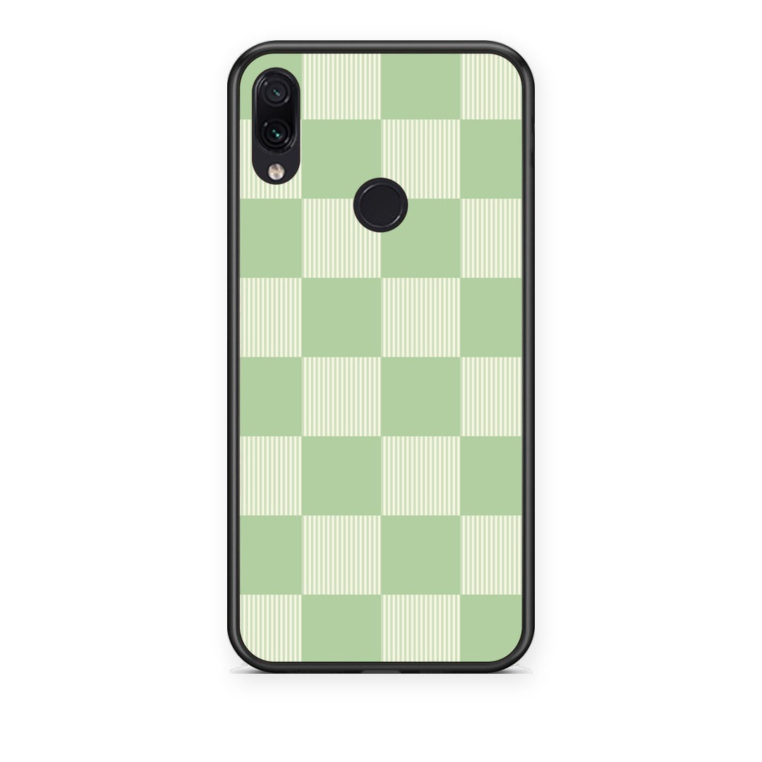 Θήκη Xiaomi Redmi Note 7 Sage and Cream Striped Checks από τη Smartfits με σχέδιο στο πίσω μέρος και μαύρο περίβλημα | Xiaomi Redmi Note 7 Sage and Cream Striped Checks case with colorful back and black bezels