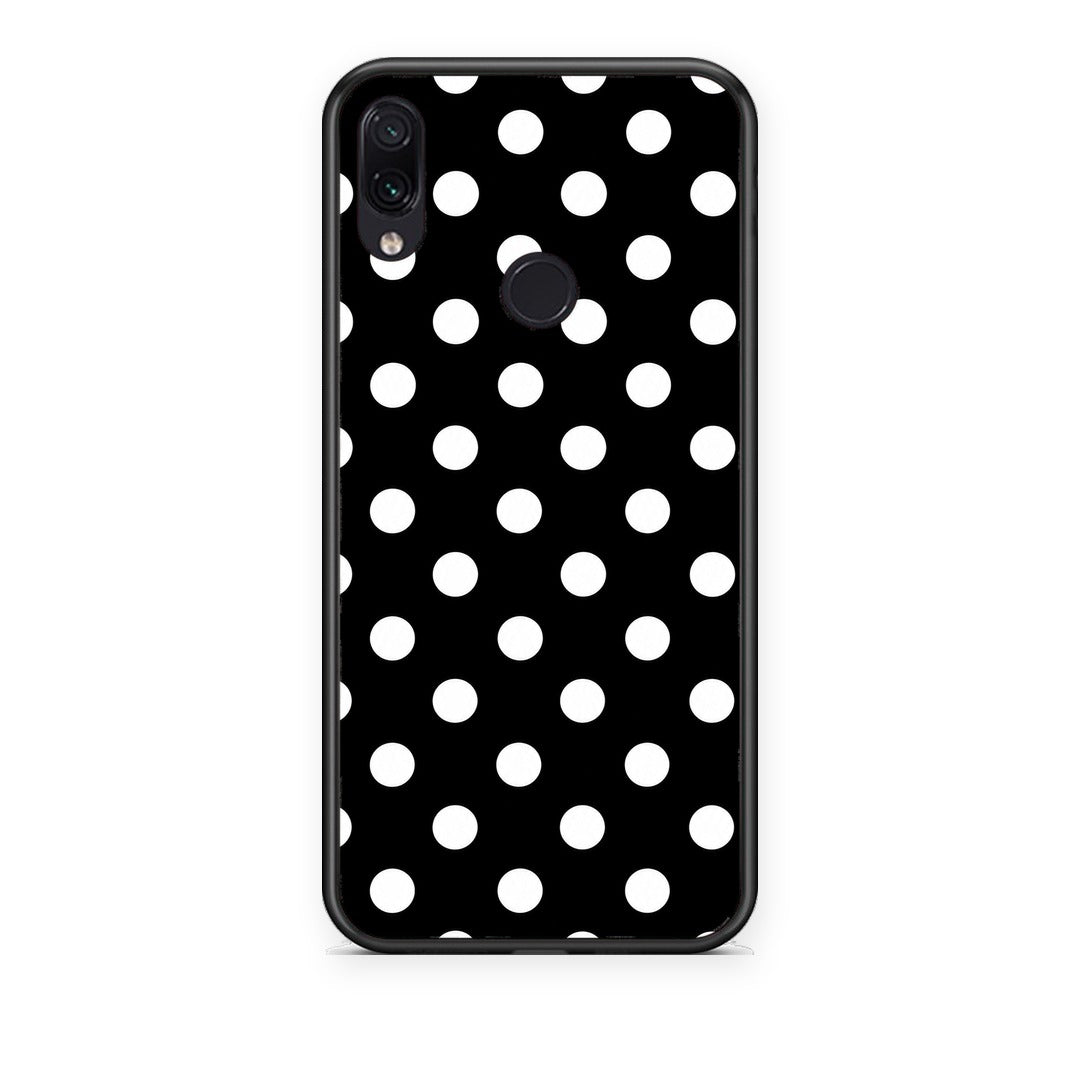 Θήκη Xiaomi Redmi Note 7 White Polka Dots on Black από τη Smartfits με σχέδιο στο πίσω μέρος και μαύρο περίβλημα | Xiaomi Redmi Note 7 White Polka Dots on Black case with colorful back and black bezels