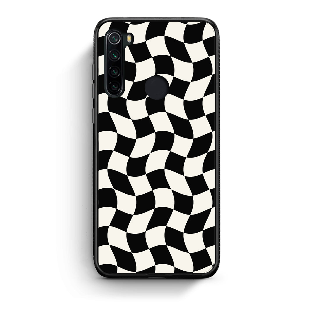 Θήκη Xiaomi Redmi Note 8 Black and Cream Wavy Checkerboard από τη Smartfits με σχέδιο στο πίσω μέρος και μαύρο περίβλημα | Xiaomi Redmi Note 8 Black and Cream Wavy Checkerboard case with colorful back and black bezels
