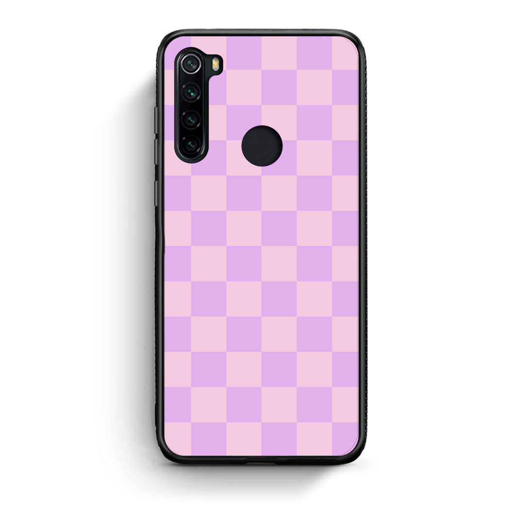 Θήκη Xiaomi Redmi Note 8 Lavender and Pink Checkerboard από τη Smartfits με σχέδιο στο πίσω μέρος και μαύρο περίβλημα | Xiaomi Redmi Note 8 Lavender and Pink Checkerboard case with colorful back and black bezels