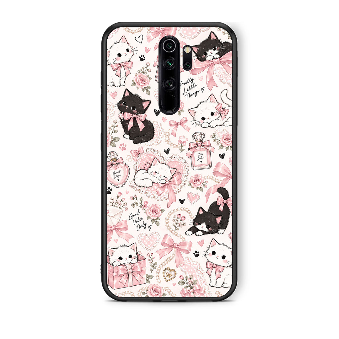 Θήκη Xiaomi Redmi Note 8 Pro Pink Bows and Kittens Collage από τη Smartfits με σχέδιο στο πίσω μέρος και μαύρο περίβλημα | Xiaomi Redmi Note 8 Pro Pink Bows and Kittens Collage case with colorful back and black bezels