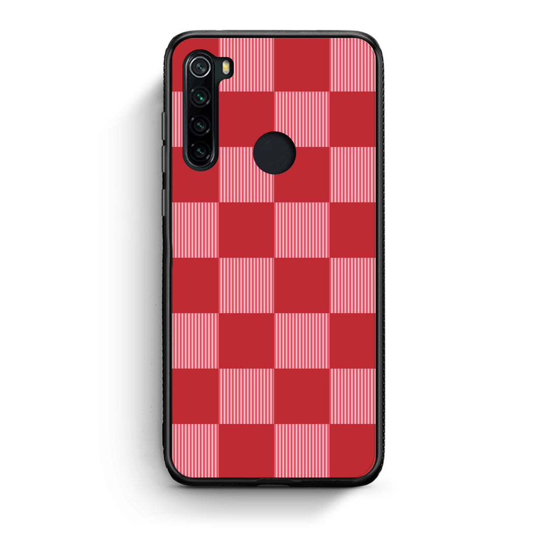 Θήκη Xiaomi Redmi Note 8 Red and Pink Striped Checks από τη Smartfits με σχέδιο στο πίσω μέρος και μαύρο περίβλημα | Xiaomi Redmi Note 8 Red and Pink Striped Checks case with colorful back and black bezels