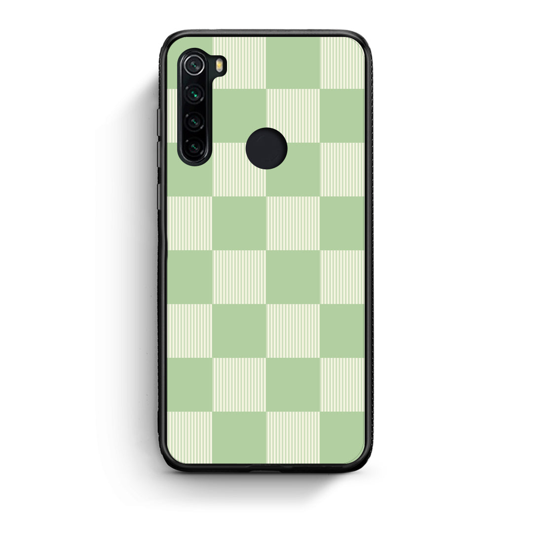 Θήκη Xiaomi Redmi Note 8 Sage and Cream Striped Checks από τη Smartfits με σχέδιο στο πίσω μέρος και μαύρο περίβλημα | Xiaomi Redmi Note 8 Sage and Cream Striped Checks case with colorful back and black bezels