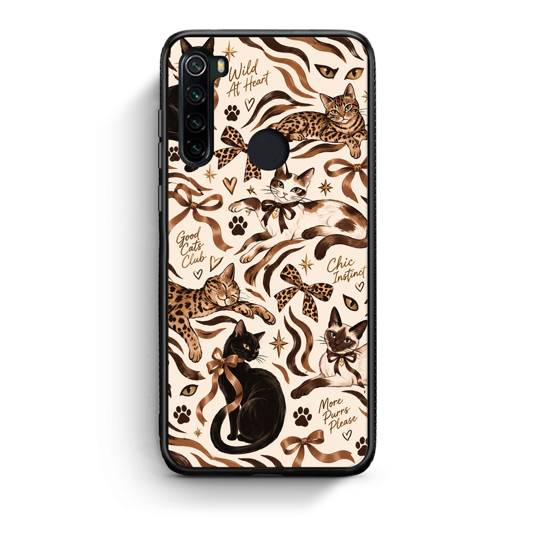 Θήκη Xiaomi Redmi Note 8 Wild Cats and Animal Print Collage από τη Smartfits με σχέδιο στο πίσω μέρος και μαύρο περίβλημα | Xiaomi Redmi Note 8 Wild Cats and Animal Print Collage case with colorful back and black bezels