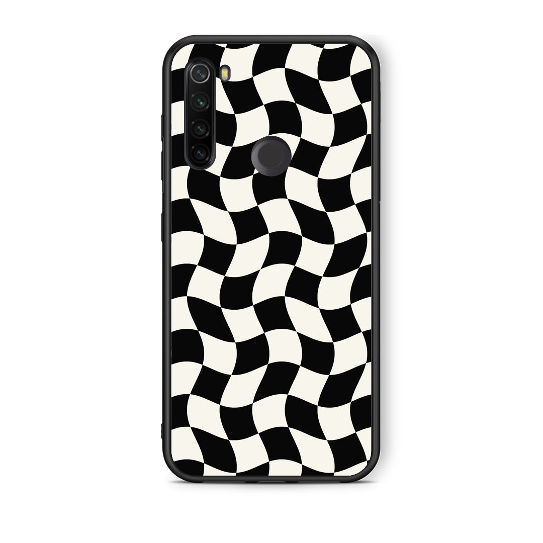 Θήκη Xiaomi Redmi Note 8T Black and Cream Wavy Checkerboard από τη Smartfits με σχέδιο στο πίσω μέρος και μαύρο περίβλημα | Xiaomi Redmi Note 8T Black and Cream Wavy Checkerboard case with colorful back and black bezels