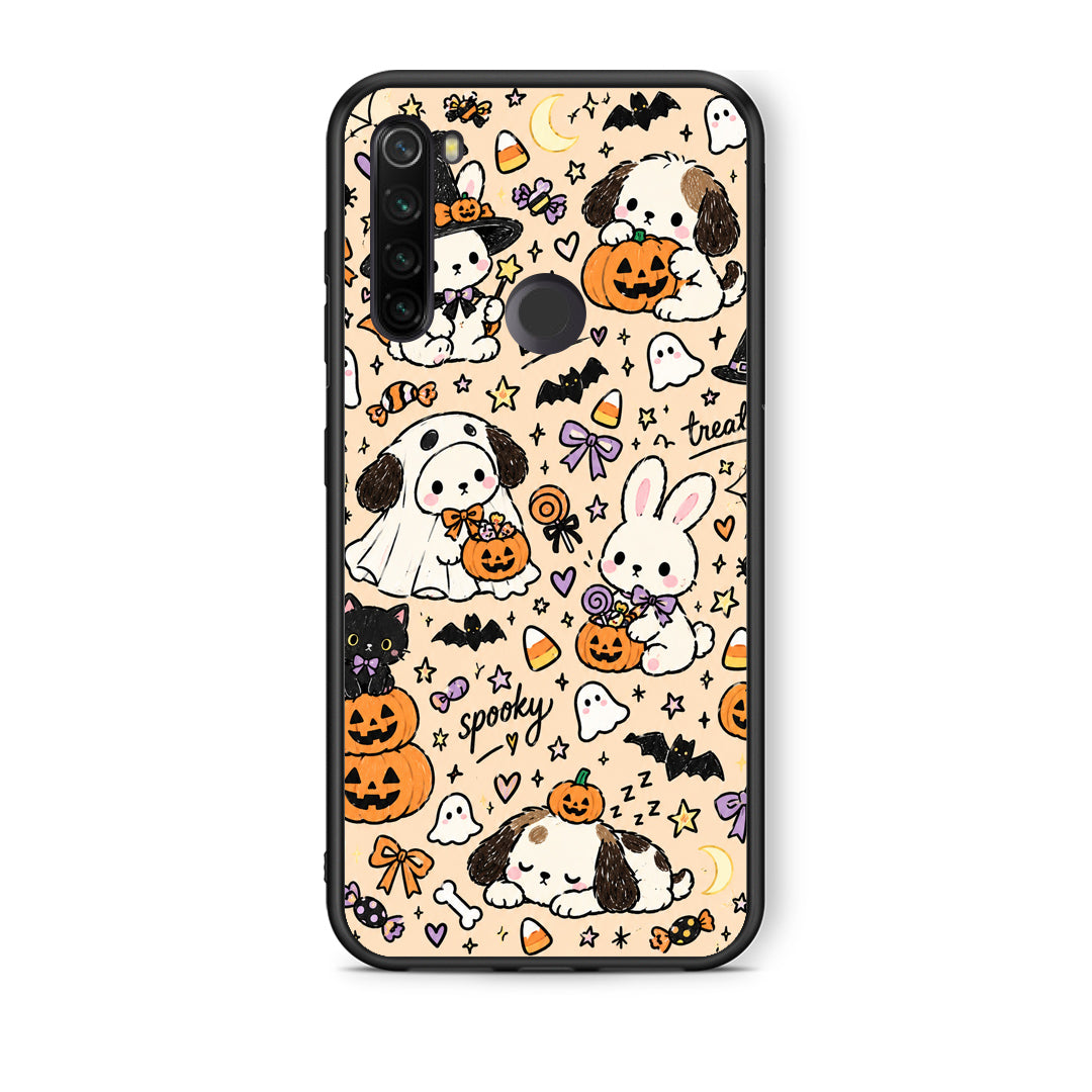 Θήκη Xiaomi Redmi Note 8T Halloween Puppies and Friends on Cream από τη Smartfits με σχέδιο στο πίσω μέρος και μαύρο περίβλημα | Xiaomi Redmi Note 8T Halloween Puppies and Friends on Cream case with colorful back and black bezels