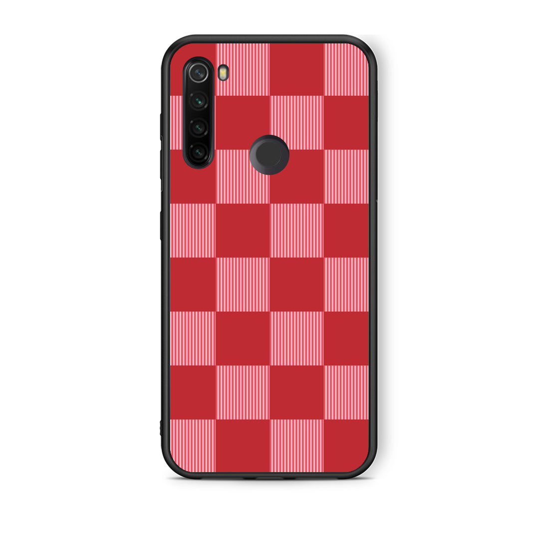 Θήκη Xiaomi Redmi Note 8T Red and Pink Striped Checks από τη Smartfits με σχέδιο στο πίσω μέρος και μαύρο περίβλημα | Xiaomi Redmi Note 8T Red and Pink Striped Checks case with colorful back and black bezels