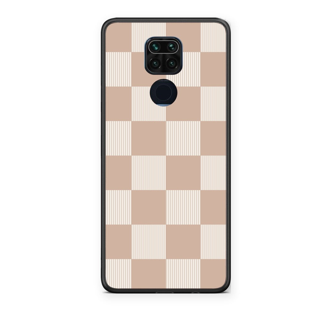Θήκη Xiaomi Redmi Note 9 Latte and Cream Striped Checks από τη Smartfits με σχέδιο στο πίσω μέρος και μαύρο περίβλημα | Xiaomi Redmi Note 9 Latte and Cream Striped Checks case with colorful back and black bezels