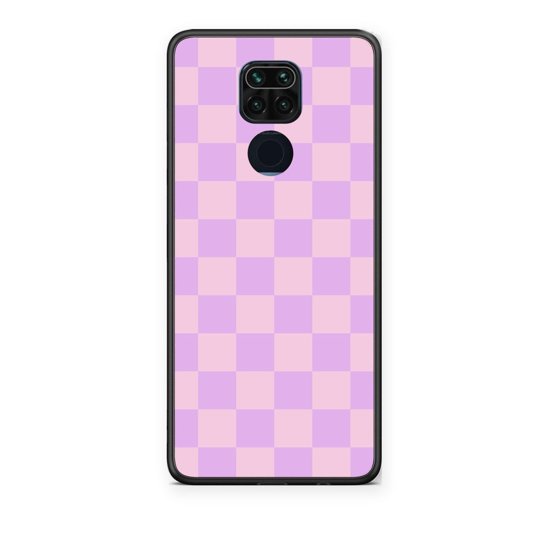 Θήκη Xiaomi Redmi Note 9 Lavender and Pink Checkerboard από τη Smartfits με σχέδιο στο πίσω μέρος και μαύρο περίβλημα | Xiaomi Redmi Note 9 Lavender and Pink Checkerboard case with colorful back and black bezels
