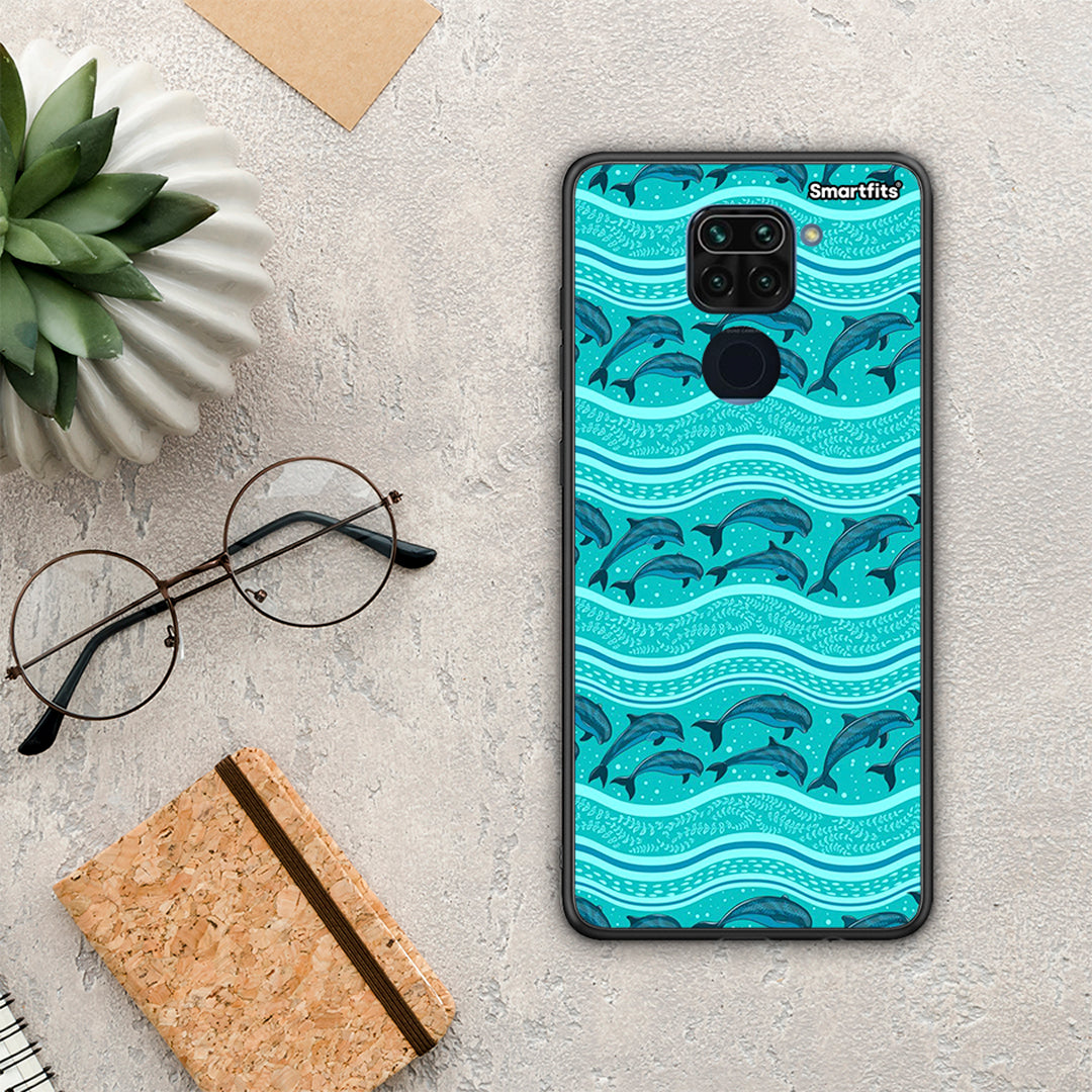 Swimming Dolphins - Xiaomi Redmi Note 9 θήκη