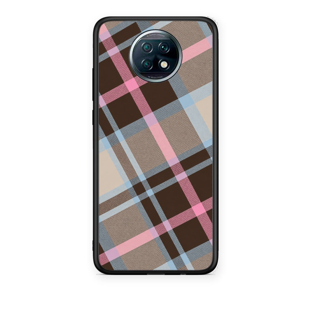 Θήκη Xiaomi Redmi Note 9T Brown Pink and Blue Diagonal Plaid από τη Smartfits με σχέδιο στο πίσω μέρος και μαύρο περίβλημα | Xiaomi Redmi Note 9T Brown Pink and Blue Diagonal Plaid case with colorful back and black bezels