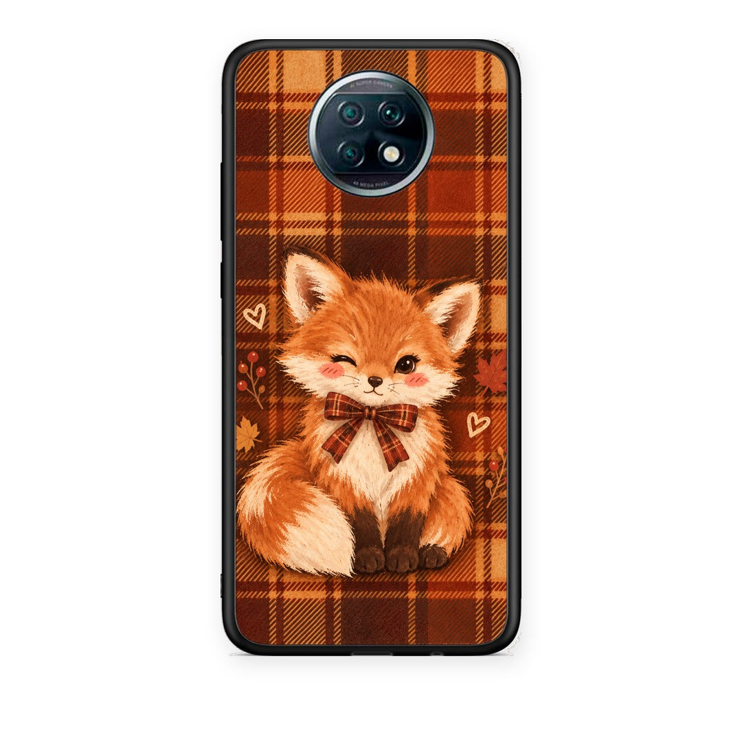 Θήκη Xiaomi Redmi Note 9T Fox on Autumn Tartan από τη Smartfits με σχέδιο στο πίσω μέρος και μαύρο περίβλημα | Xiaomi Redmi Note 9T Fox on Autumn Tartan case with colorful back and black bezels
