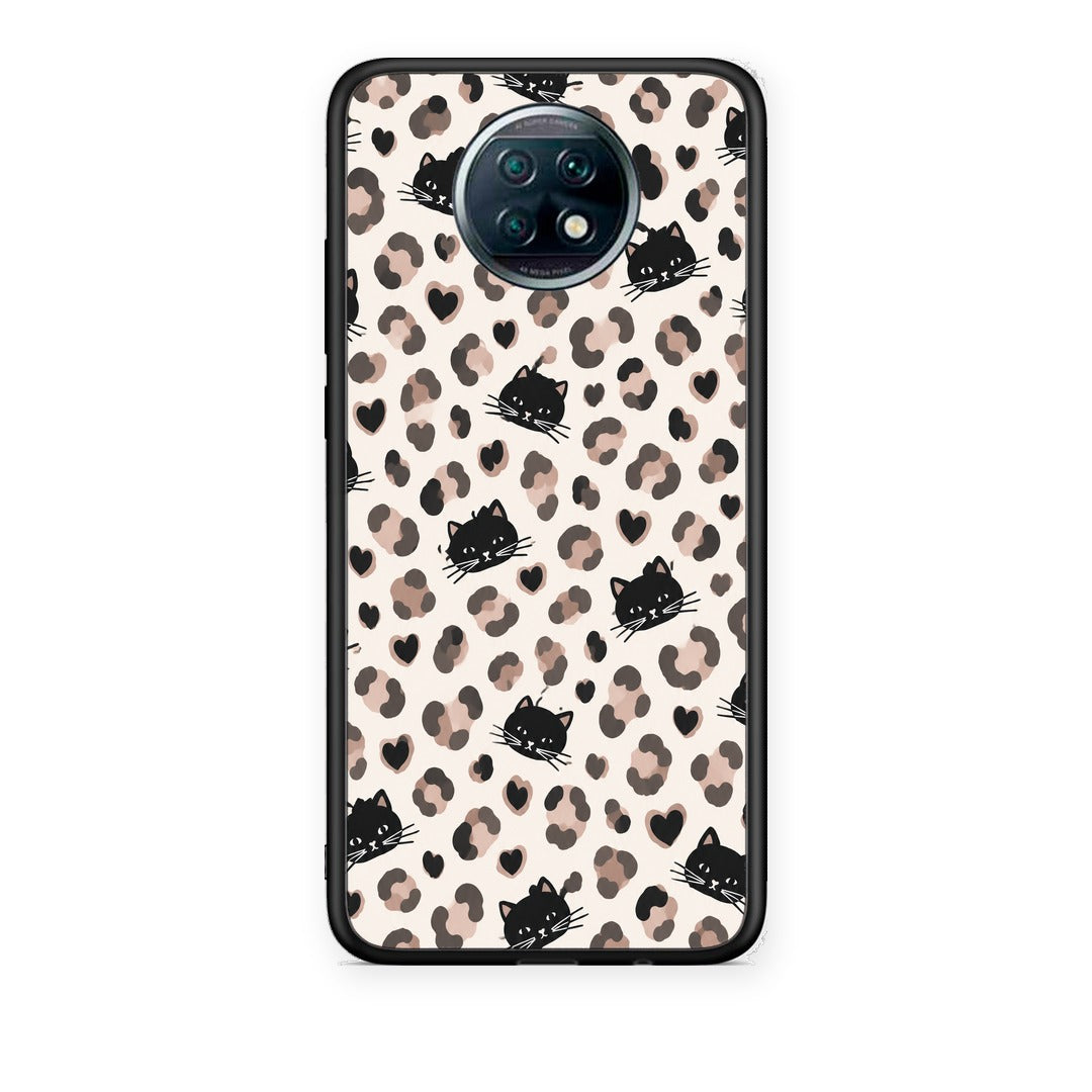 Θήκη Xiaomi Redmi Note 9T Leopard Spots and Black Cats on Cream από τη Smartfits με σχέδιο στο πίσω μέρος και μαύρο περίβλημα | Xiaomi Redmi Note 9T Leopard Spots and Black Cats on Cream case with colorful back and black bezels