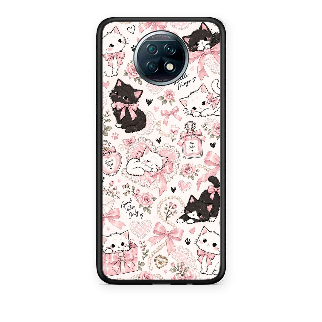 Θήκη Xiaomi Redmi Note 9T Pink Bows and Kittens Collage από τη Smartfits με σχέδιο στο πίσω μέρος και μαύρο περίβλημα | Xiaomi Redmi Note 9T Pink Bows and Kittens Collage case with colorful back and black bezels