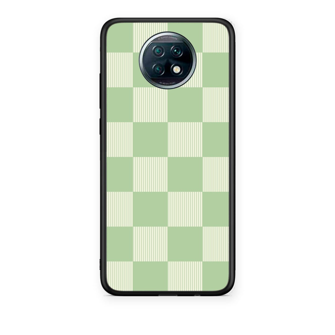 Θήκη Xiaomi Redmi Note 9T Sage and Cream Striped Checks από τη Smartfits με σχέδιο στο πίσω μέρος και μαύρο περίβλημα | Xiaomi Redmi Note 9T Sage and Cream Striped Checks case with colorful back and black bezels