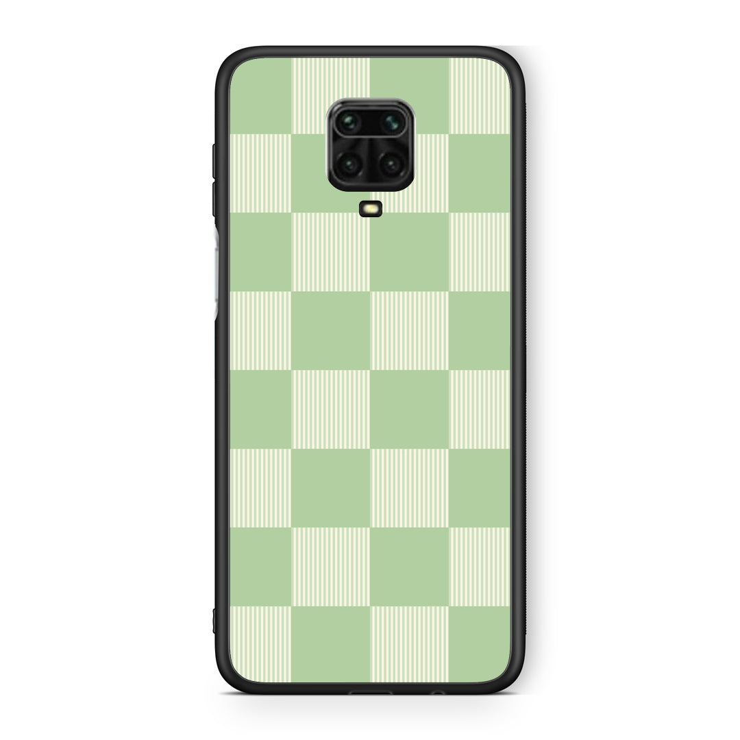 Θήκη Xiaomi Redmi Note 9S / 9 Pro / 9 Pro Max Sage and Cream Striped Checks από τη Smartfits με σχέδιο στο πίσω μέρος και μαύρο περίβλημα | Xiaomi Redmi Note 9S / 9 Pro / 9 Pro Max Sage and Cream Striped Checks case with colorful back and black bezels