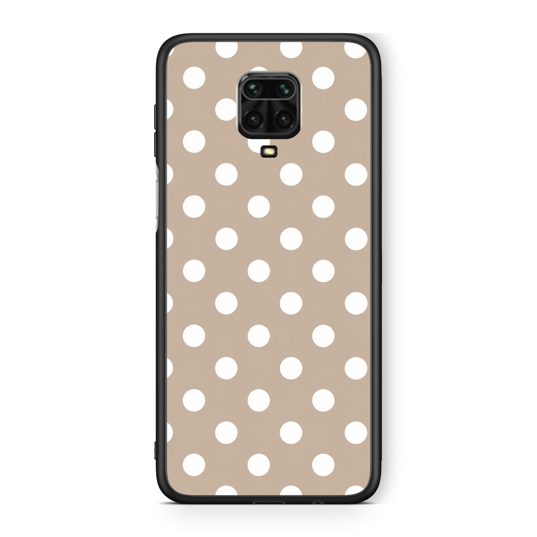 Θήκη Xiaomi Redmi Note 9S / 9 Pro / 9 Pro Max White Polka Dots on Taupe από τη Smartfits με σχέδιο στο πίσω μέρος και μαύρο περίβλημα | Xiaomi Redmi Note 9S / 9 Pro / 9 Pro Max White Polka Dots on Taupe case with colorful back and black bezels