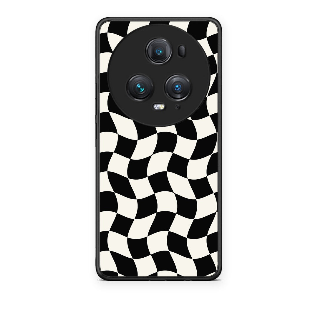 Θήκη Honor Magic5 Pro Black and Cream Wavy Checkerboard από τη Smartfits με σχέδιο στο πίσω μέρος και μαύρο περίβλημα | Honor Magic5 Pro Black and Cream Wavy Checkerboard case with colorful back and black bezels