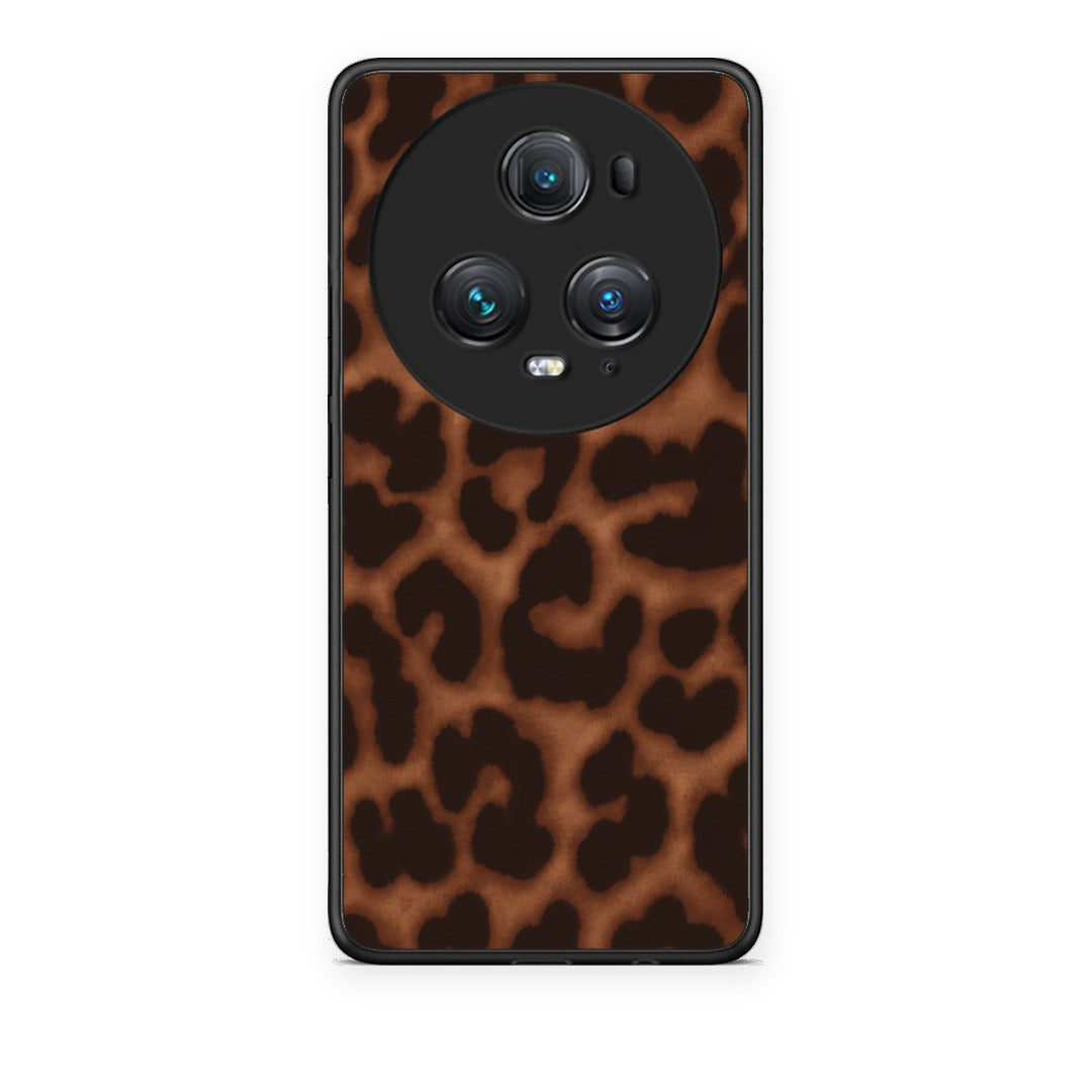 Θήκη Honor Magic5 Pro Leopard Print Dark Brown από τη Smartfits με σχέδιο στο πίσω μέρος και μαύρο περίβλημα | Honor Magic5 Pro Leopard Print Dark Brown case with colorful back and black bezels
