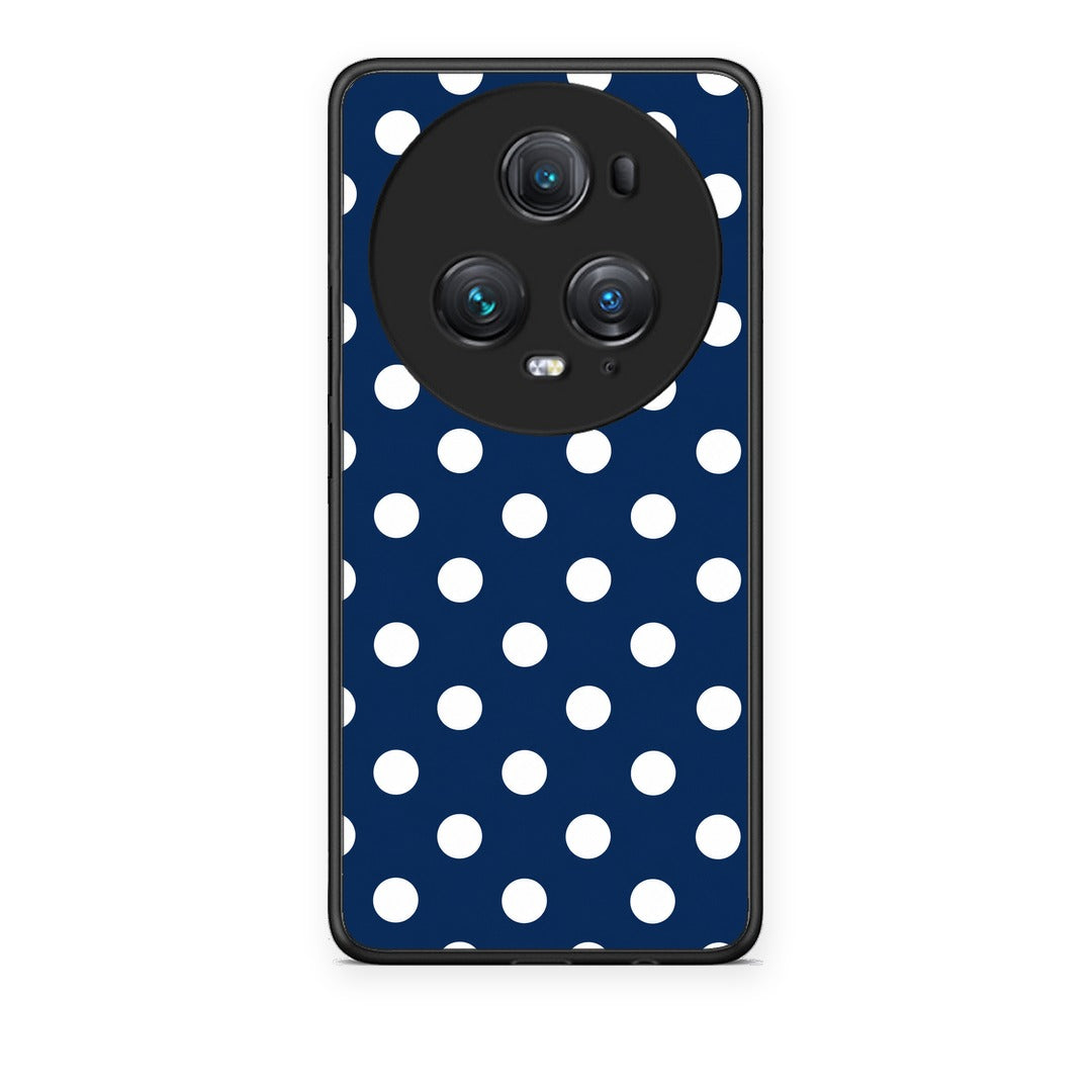 Θήκη Honor Magic5 Pro White Large Polka Dots on Navy από τη Smartfits με σχέδιο στο πίσω μέρος και μαύρο περίβλημα | Honor Magic5 Pro White Large Polka Dots on Navy case with colorful back and black bezels