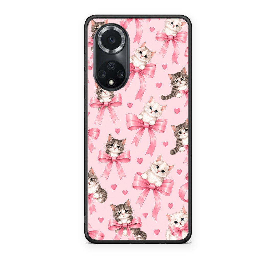 Θήκη Huawei Nova 9 / Honor 50 Kittens and Pink Bows on Pink από τη Smartfits με σχέδιο στο πίσω μέρος και μαύρο περίβλημα | Huawei Nova 9 / Honor 50 Kittens and Pink Bows on Pink case with colorful back and black bezels