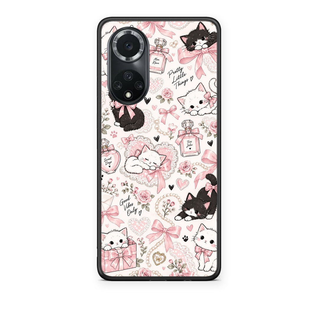 Θήκη Huawei Nova 9 / Honor 50 Pink Bows and Kittens Collage από τη Smartfits με σχέδιο στο πίσω μέρος και μαύρο περίβλημα | Huawei Nova 9 / Honor 50 Pink Bows and Kittens Collage case with colorful back and black bezels