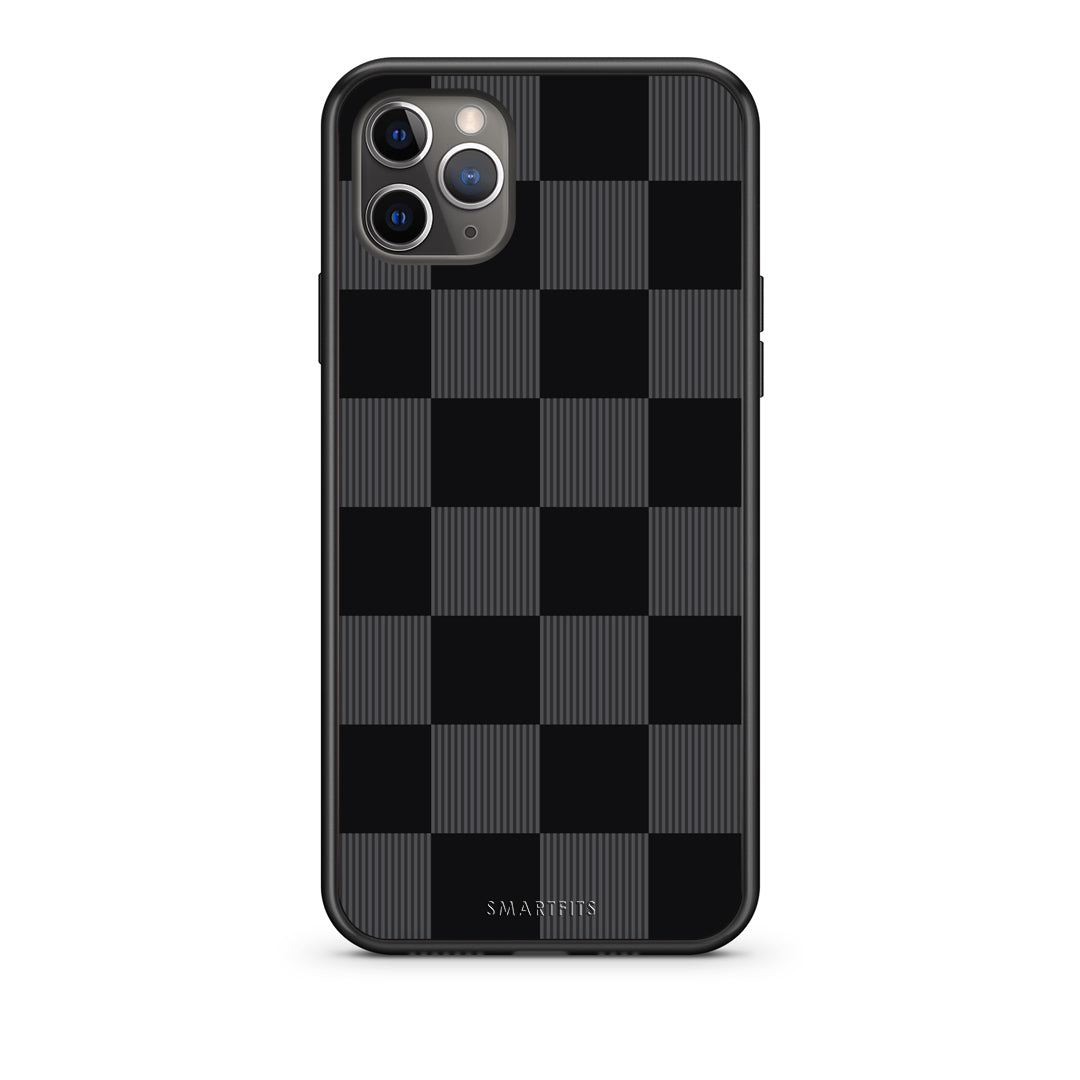 Θήκη iPhone 11 Pro Black and Charcoal Striped Checks από τη Smartfits με σχέδιο στο πίσω μέρος και μαύρο περίβλημα | iPhone 11 Pro Black and Charcoal Striped Checks case with colorful back and black bezels