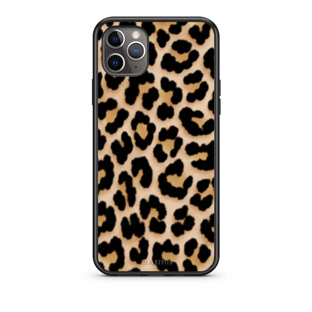 Θήκη iPhone 11 Pro Leopard Print Tan Small από τη Smartfits με σχέδιο στο πίσω μέρος και μαύρο περίβλημα | iPhone 11 Pro Leopard Print Tan Small case with colorful back and black bezels