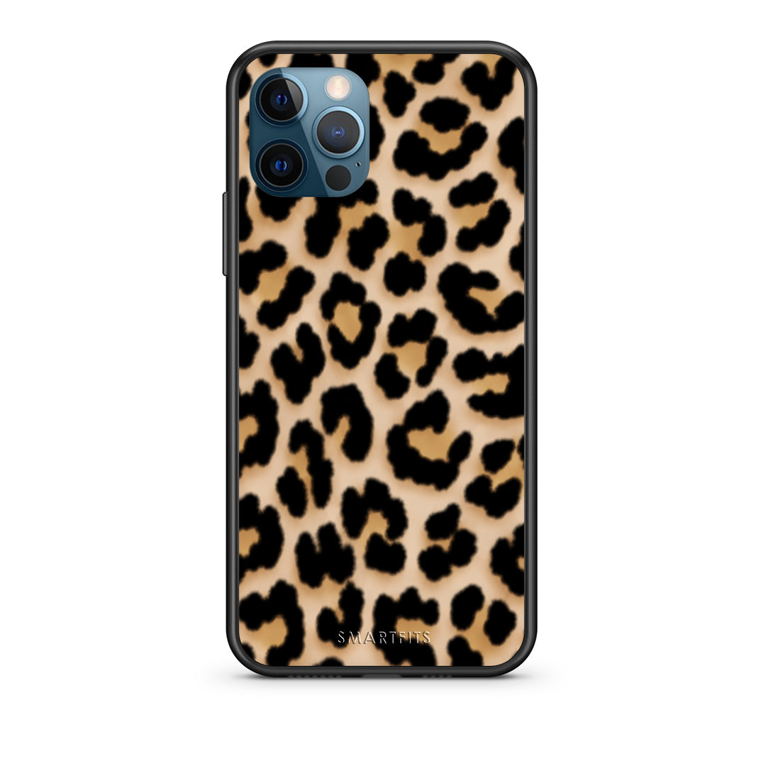 Θήκη iPhone 12 Pro Max Leopard Print Tan Small από τη Smartfits με σχέδιο στο πίσω μέρος και μαύρο περίβλημα | iPhone 12 Pro Max Leopard Print Tan Small case with colorful back and black bezels