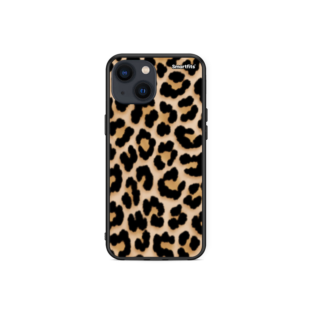 Θήκη iPhone 13 Mini Leopard Print Tan Small από τη Smartfits με σχέδιο στο πίσω μέρος και μαύρο περίβλημα | iPhone 13 Mini Leopard Print Tan Small case with colorful back and black bezels