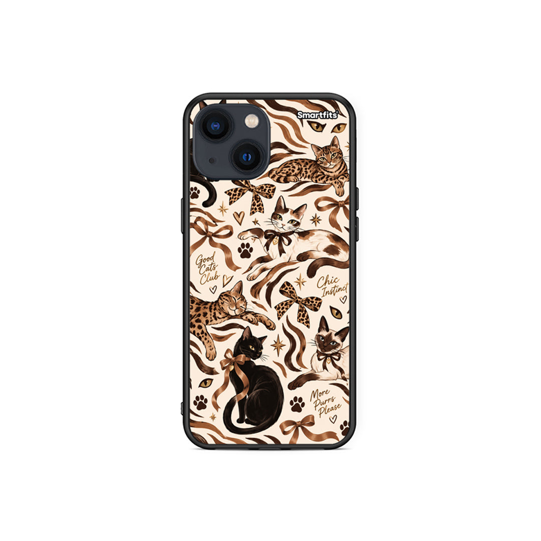 Θήκη iPhone 13 Mini Wild Cats and Animal Print Collage από τη Smartfits με σχέδιο στο πίσω μέρος και μαύρο περίβλημα | iPhone 13 Mini Wild Cats and Animal Print Collage case with colorful back and black bezels